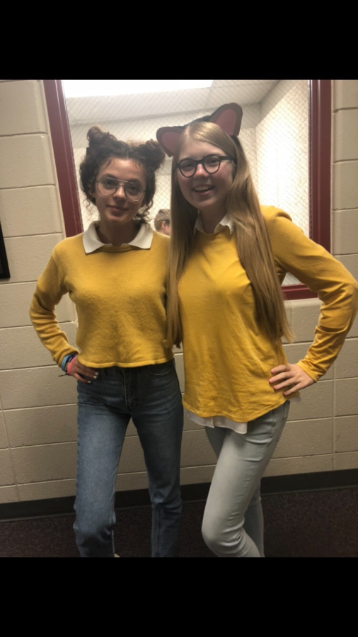 Millard South High School junior Emily Laird and sophomore Kinser Lundt dressed as Arthur for their school meme day.