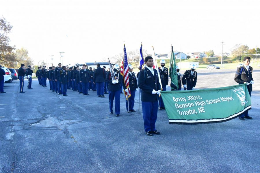 Benson+JROTC+LET+students+are+lined+up+ready+for+the+parade.