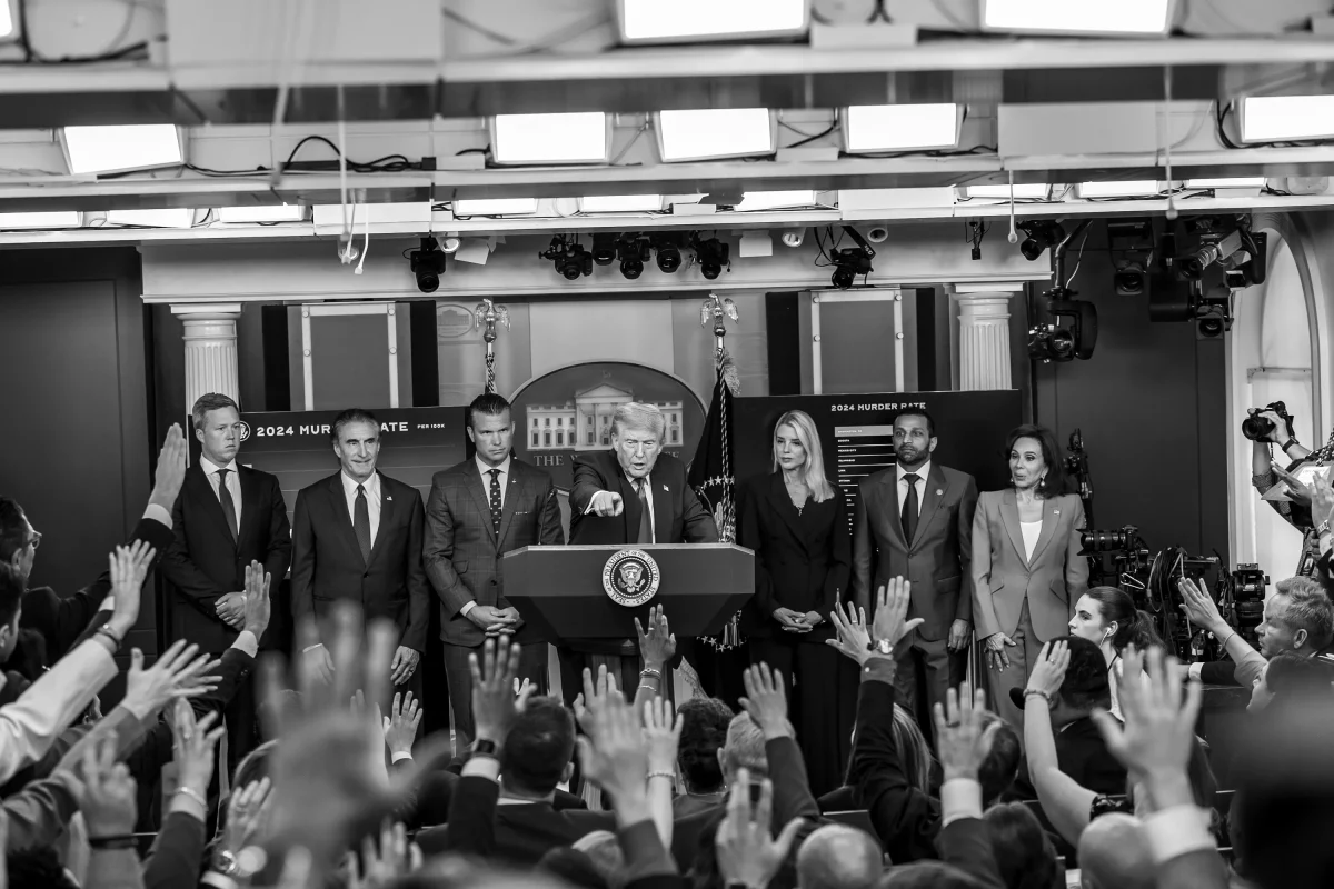 President Donald Trump, holding press conference in the District of Columbia. 