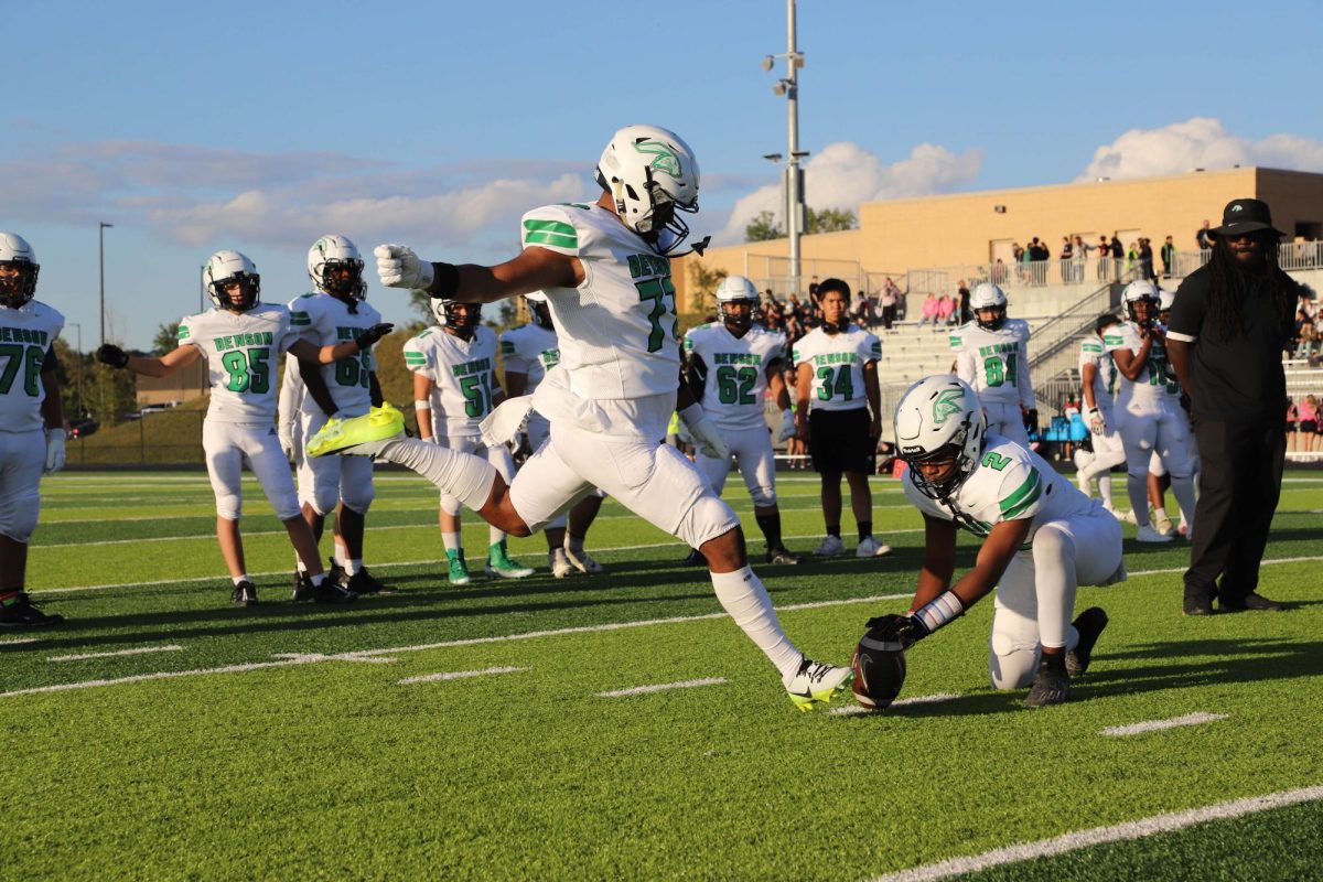 Senior Cristobal Hernandez-Delgado practices field goals before Buena Vista game on Sept. 5