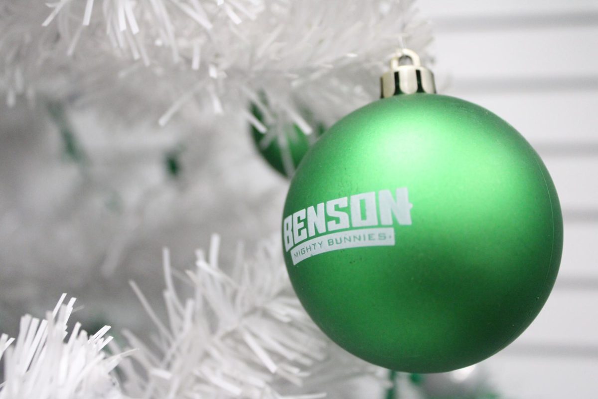 Benson decorates the school store in a non-denominational fashion.